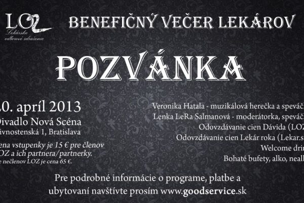 Pozvánka na večierok lekárov 2013